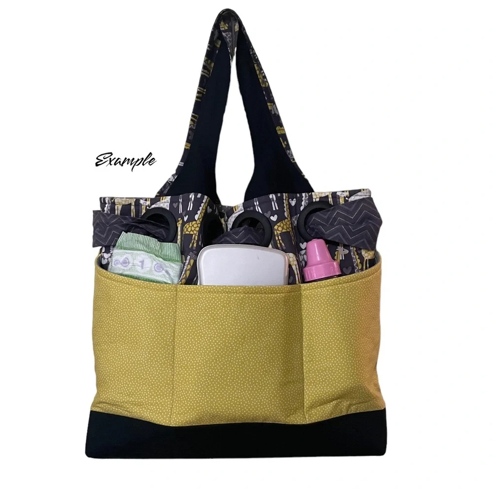 NEW Giraffe Print Dipper Bag Tote, Unique, Handmade, Pockets, Quilted